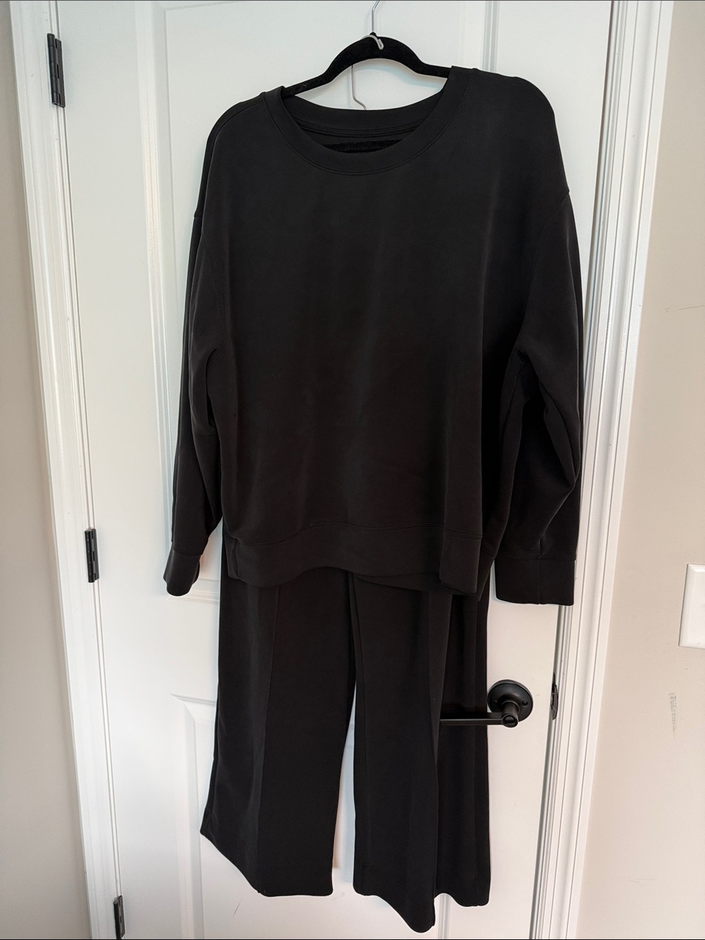 a new day Black Wide-Leg Pants and Sweatshirt Set